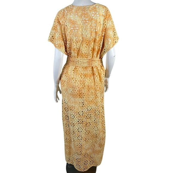 Jen’s Pirate Booty Shine On Kaftan Eyelet Maxi Dress Cover Up Yellow M / L - Picture 7 of 16